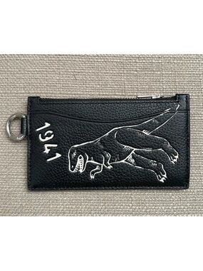 Coach Zip Card Case with Sketch Print Black NWT
